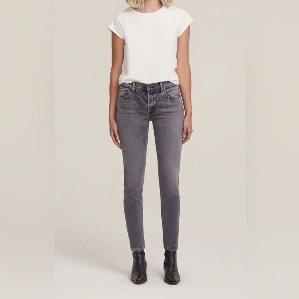 AGOLDE Sophie Mid Rise Skinny Ankle Jeans Washed Black Organic Cotton NWT 26